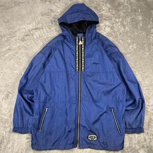Vintage Wilson Full Zip Athletic Hoodie Windbreaker Track Blue Jacket Mens XL
